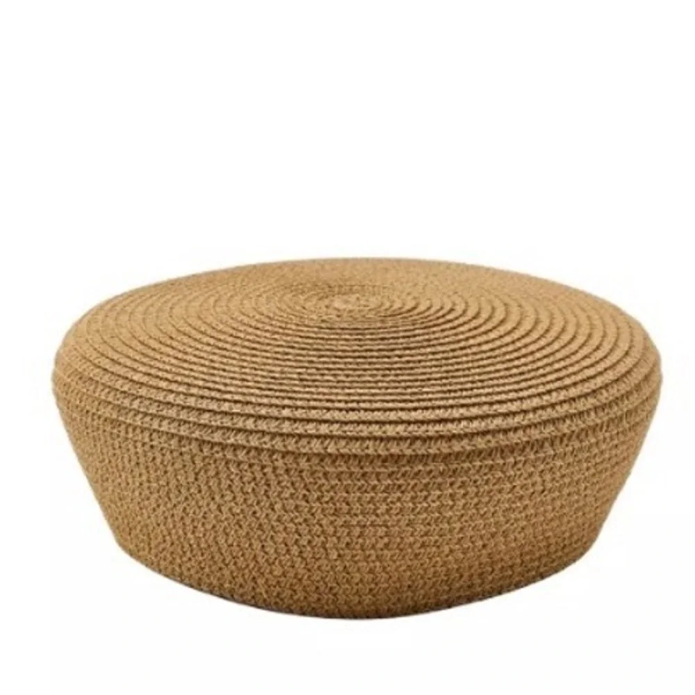 Zara Plain Skullcap Hat Light Beige Woven Straw Pillbox Beret 0653/020 Size S